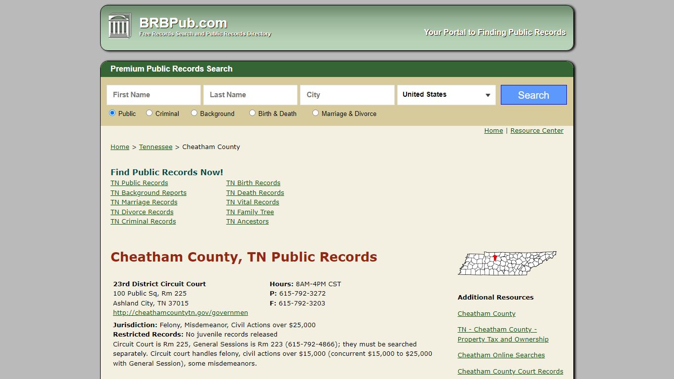 Cheatham County Public Records | Search Tennessee Government Databases